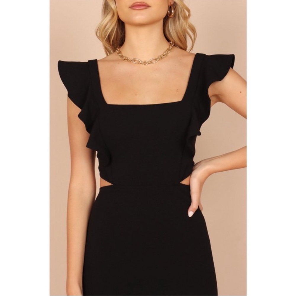 Petal and Pup Yvonne Elegant Black Ruffle Dress